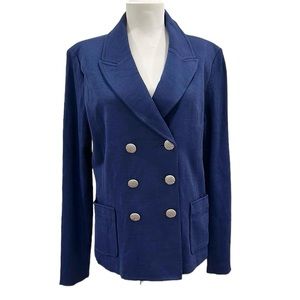 St. John Wool Navy Double Breasted Button Blazer Jacket